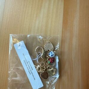 Gold Charm Keychain with Heart and Shell Accents